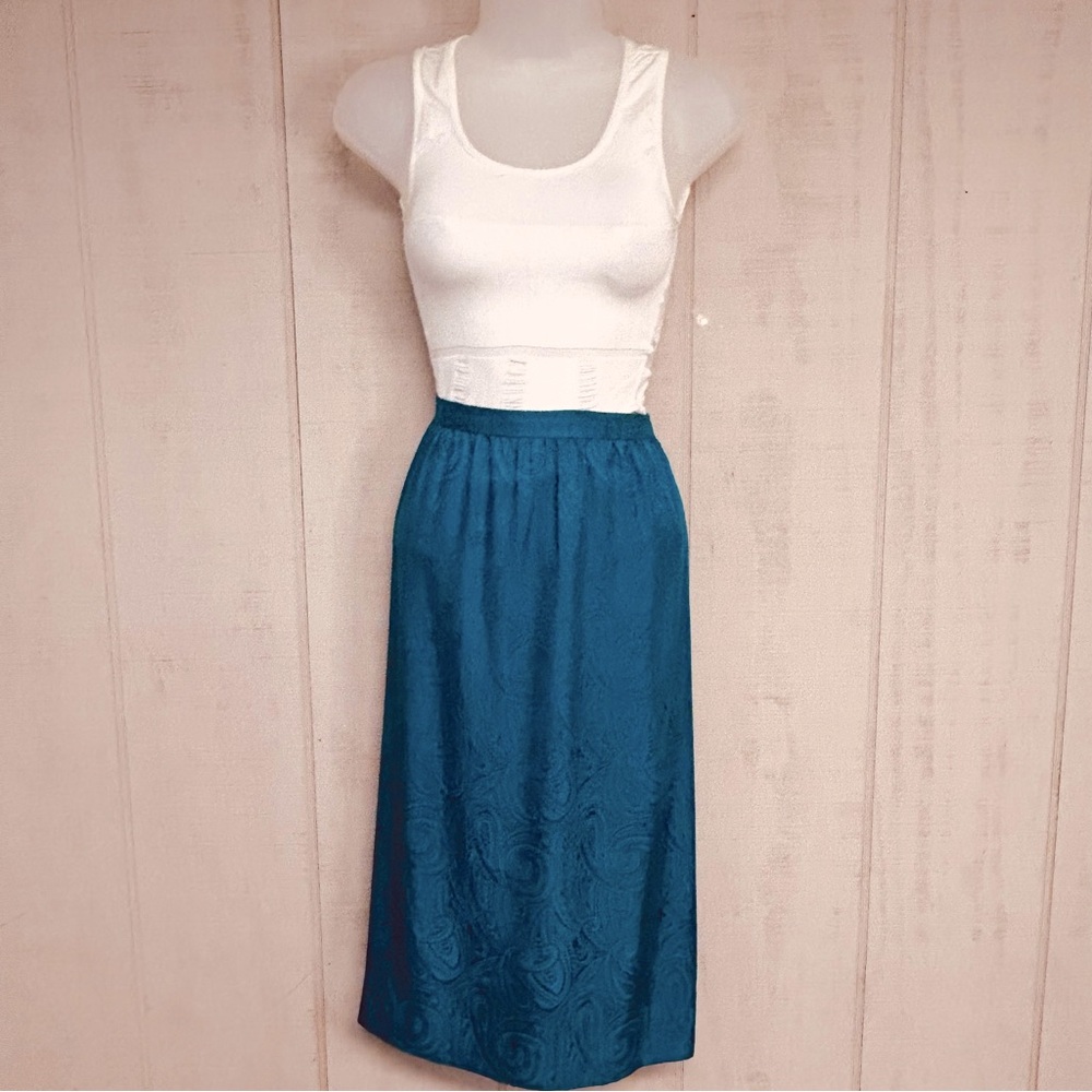 Vintage Silk Midi Skirt Womens Size 16 (Small) Zip‎ Pleats Paisley Whimsigoth